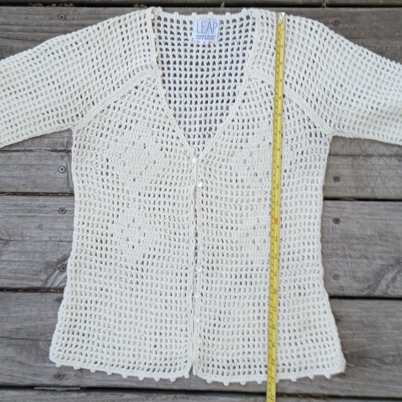 Size Small LEAP Vintage Knit Crochet Button Up Cardigan HOST PICK - Picture 6 of 15
